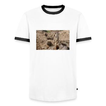 Two meerkats - Men's Ringer Shirt - white/black - Front - AI Model Female 172 light (172cm) & AI Model Male 178 dark (178cm)