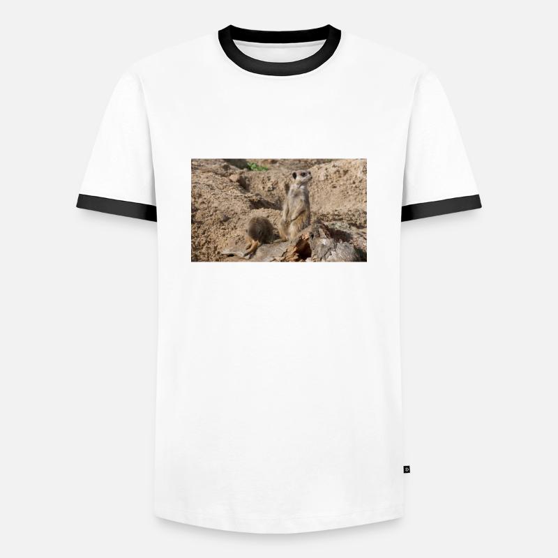 Zwei Erdmännchen - Männer Kontrast-T-Shirt - Weiß/Schwarz