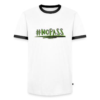 PAS DE PASS - T-shirt contrasté Homme - blanc/noir - Devant - AI Model Female 172 light (172cm) & AI Model Male 178 dark (178cm)
