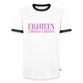 18e anniversaire dix-huit coolee - T-shirt contrasté Homme - blanc/noir - Devant - AI Model Female 172 light (172cm) & AI Model Male 178 dark (178cm)