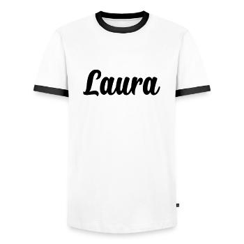 Laura - Männer Kontrast-T-Shirt - Weiß/Schwarz - Vorne - AI Model Female 172 light (172cm) & AI Model Male 178 dark (178cm)