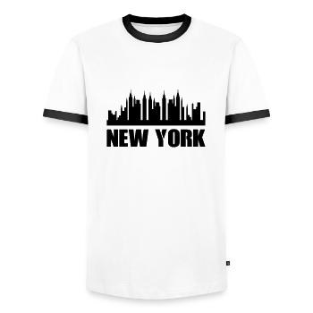 New York - T-shirt contrasté Homme - blanc/noir - Devant - AI Model Female 172 light (172cm) & AI Model Male 178 dark (178cm)
