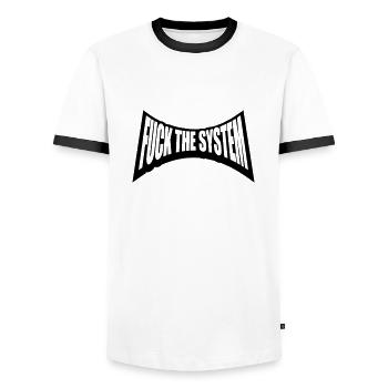 Fuck le système punk - T-shirt contrasté Homme - blanc/noir - Devant - AI Model Female 172 light (172cm) & AI Model Male 178 dark (178cm)