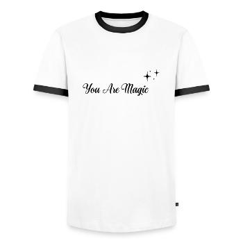 You Are Magic - Men's Ringer Shirt - white/black - Front - AI Model Female 172 light (172cm) & AI Model Male 178 dark (178cm)