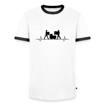 Warehouse Worker Gift Logistics Warehouse Logistics - Men's Ringer Shirt - white/black - Front - AI Model Female 172 light (172cm) & AI Model Male 178 dark (178cm)