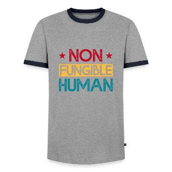 Non Fungible Human - T-shirt contrasté Homme - gris/marine  - Devant - AI Model Female 172 light (172cm) & AI Model Male 178 light (178cm)