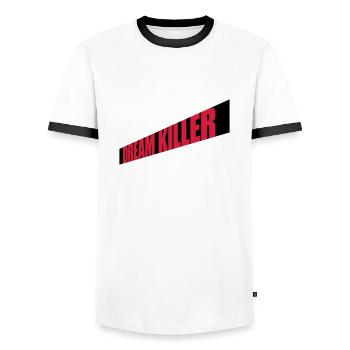 dream killer pessimists quote - Men's Ringer Shirt - white/black - Front - AI Model Female 172 light (172cm) & AI Model Male 178 dark (178cm)