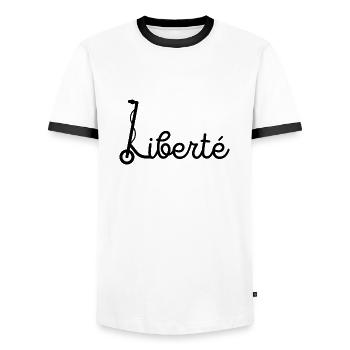 trottinette - T-shirt contrasté Homme - blanc/noir - Devant - AI Model Female 172 light (172cm) & AI Model Male 178 dark (178cm)