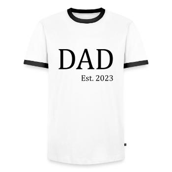 Papa 2023 - T-shirt contrasté Homme - blanc/noir - Devant - AI Model Female 172 light (172cm) & AI Model Male 178 dark (178cm)