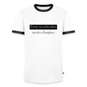 arboriculture drôle de menuisier papadesign - T-shirt contrasté Homme - blanc/noir - Devant - AI Model Female 172 light (172cm) & AI Model Male 178 dark (178cm)