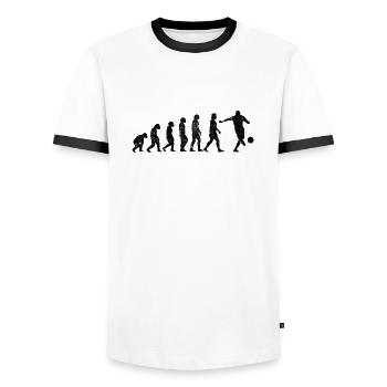 Soccer Soccer Coach Soccer Soccer Player - Men's Ringer Shirt - white/black - Front - AI Model Female 172 light (172cm) & AI Model Male 178 dark (178cm)