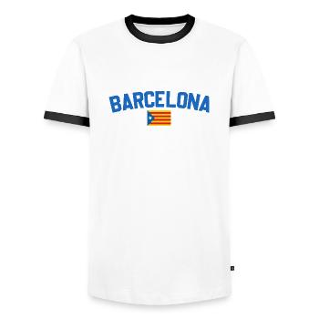 Barcelona - Men's Ringer Shirt - white/black - Front - AI Model Female 172 light (172cm) & AI Model Male 178 dark (178cm)