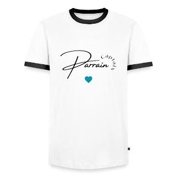 Captain parrain - T-shirt contrasté Homme - blanc/noir - Devant - AI Model Female 172 light (172cm) & AI Model Male 178 dark (178cm)
