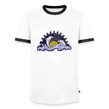 Dolphins - Men's Ringer Shirt - white/black - Front - AI Model Female 172 light (172cm) & AI Model Male 178 dark (178cm)