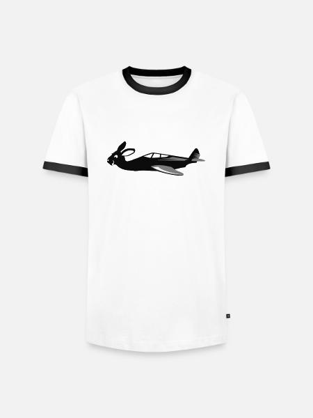 Bunny Air lentävä pupu levisi VECTORGRAPHIC - Miesten kontrastipaita - valkoinen/musta
