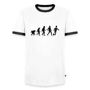 Cool "Evolution Football Shirt" design - Men's Ringer Shirt - white/black - Front - AI Model Female 172 light (172cm) & AI Model Male 178 dark (178cm)