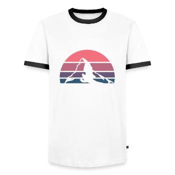 Sunset Matterhorn - Men's Ringer Shirt - white/black - Front - AI Model Female 172 light (172cm) & AI Model Male 178 dark (178cm)