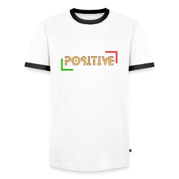 Positif - T-shirt contrasté Homme - blanc/noir - Devant - AI Model Female 172 light (172cm) & AI Model Male 178 dark (178cm)