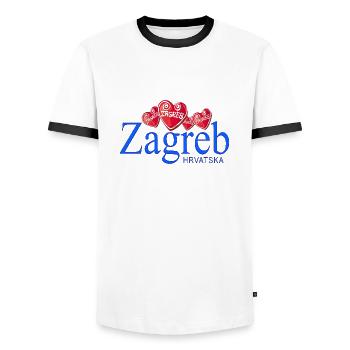 Kroatien hrvatska kroatien hrv reisen europa zagreb - Männer Kontrast-T-Shirt - Weiß/Schwarz - Vorne - AI Model Female 172 light (172cm) & AI Model Male 178 dark (178cm)