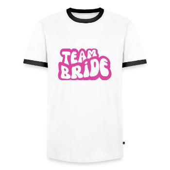 Team Bride pink - Brautgeschenk - Männer Kontrast-T-Shirt - Weiß/Schwarz - Vorne - AI Model Female 172 light (172cm) & AI Model Male 178 dark (178cm)