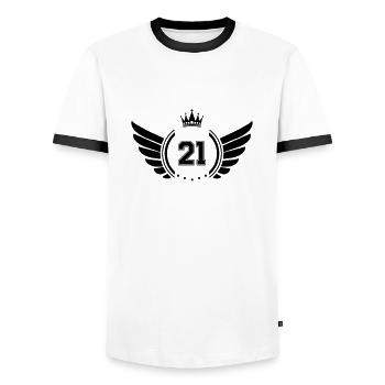 Armoiries 21 - T-shirt contrasté Homme - blanc/noir - Devant - AI Model Female 172 light (172cm) & AI Model Male 178 dark (178cm)