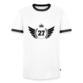 Coat of arms 27 - Men's Ringer Shirt - white/black - Front - AI Model Female 172 light (172cm) & AI Model Male 178 dark (178cm)