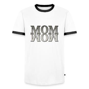 Maman Maman Wow Fête des mères Drôle Mignon Famille Mère - T-shirt contrasté Homme - blanc/noir - Devant - AI Model Female 172 light (172cm) & AI Model Male 178 dark (178cm)