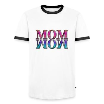 Maman Maman Wow Fête des mères Drôle Mignon Famille Mère - T-shirt contrasté Homme - blanc/noir - Devant - AI Model Female 172 light (172cm) & AI Model Male 178 dark (178cm)