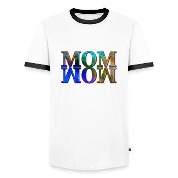 Maman Maman Wow Fête des mères Drôle Mignon Famille Mère - T-shirt contrasté Homme - blanc/noir - Devant - AI Model Female 172 light (172cm) & AI Model Male 178 dark (178cm)