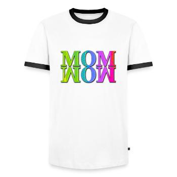 Maman Maman Wow Fête des mères Drôle Mignon Famille Mère - T-shirt contrasté Homme - blanc/noir - Devant - AI Model Female 172 light (172cm) & AI Model Male 178 dark (178cm)