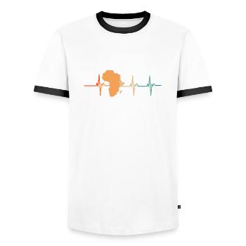 Battement de cœur Afrique - T-shirt contrasté Homme - blanc/noir - Devant - AI Model Female 172 light (172cm) & AI Model Male 178 dark (178cm)