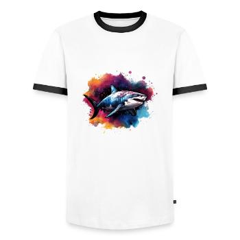 Shark for Sea Animals Fans Gift Holiday - Men's Ringer Shirt - white/black - Front - AI Model Female 172 light (172cm) & AI Model Male 178 dark (178cm)