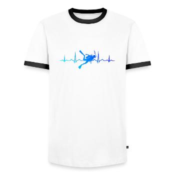 Plongeur Homme Plongeur Plongeur Plongée Libre - T-shirt contrasté Homme - blanc/noir - Devant - AI Model Female 172 light (172cm) & AI Model Male 178 dark (178cm)