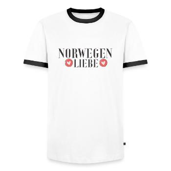Norway Love - Norway Love - Men's Ringer Shirt - white/black - Front - AI Model Female 172 light (172cm) & AI Model Male 178 dark (178cm)
