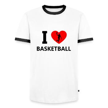 Basketball - Men's Ringer Shirt - white/black - Front - AI Model Female 172 light (172cm) & AI Model Male 178 dark (178cm)