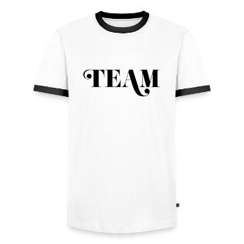 Team - Männer Kontrast-T-Shirt - Weiß/Schwarz - Vorne - AI Model Female 172 light (172cm) & AI Model Male 178 dark (178cm)