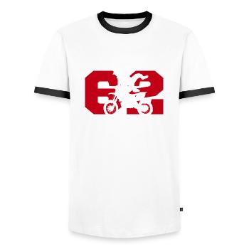 Moto 62 biker - Men's Ringer Shirt - white/black - Front - AI Model Female 172 light (172cm) & AI Model Male 178 dark (178cm)