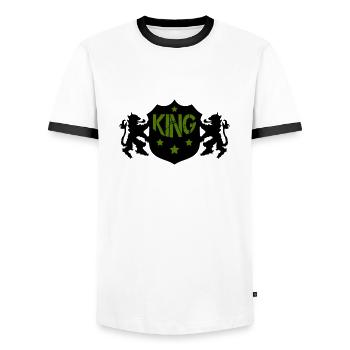 Roi - T-shirt contrasté Homme - blanc/noir - Devant - AI Model Female 172 light (172cm) & AI Model Male 178 dark (178cm)