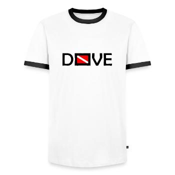 Plongée Plongeur Down Flag Plongée sous-marine Taucher Tauchen - T-shirt contrasté Homme - blanc/noir - Devant - AI Model Female 172 light (172cm) & AI Model Male 178 dark (178cm)