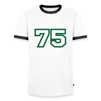 Numéro 75 sport - T-shirt contrasté Homme - blanc/noir - Devant - AI Model Female 172 light (172cm) & AI Model Male 178 dark (178cm)