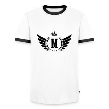 coat of arms m - Men's Ringer Shirt - white/black - Front - AI Model Female 172 light (172cm) & AI Model Male 178 dark (178cm)
