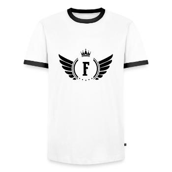 coat of arms n— - Men's Ringer Shirt - white/black - Front - AI Model Female 172 light (172cm) & AI Model Male 178 dark (178cm)