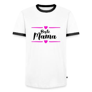 Best Mom - Men's Ringer Shirt - white/black - Front - AI Model Female 172 light (172cm) & AI Model Male 178 dark (178cm)