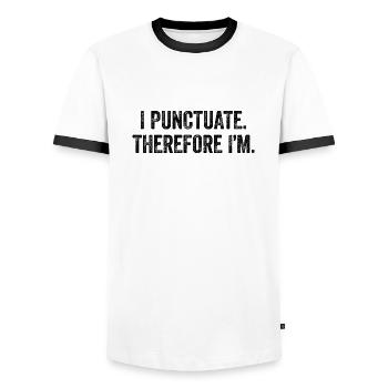 Sarcasme pour les fans de grammaire - T-shirt contrasté Homme - blanc/noir - Devant - AI Model Female 172 light (172cm) & AI Model Male 178 dark (178cm)