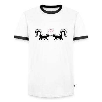 Skunk Love - Men's Ringer Shirt - white/black - Front - AI Model Female 172 light (172cm) & AI Model Male 178 dark (178cm)
