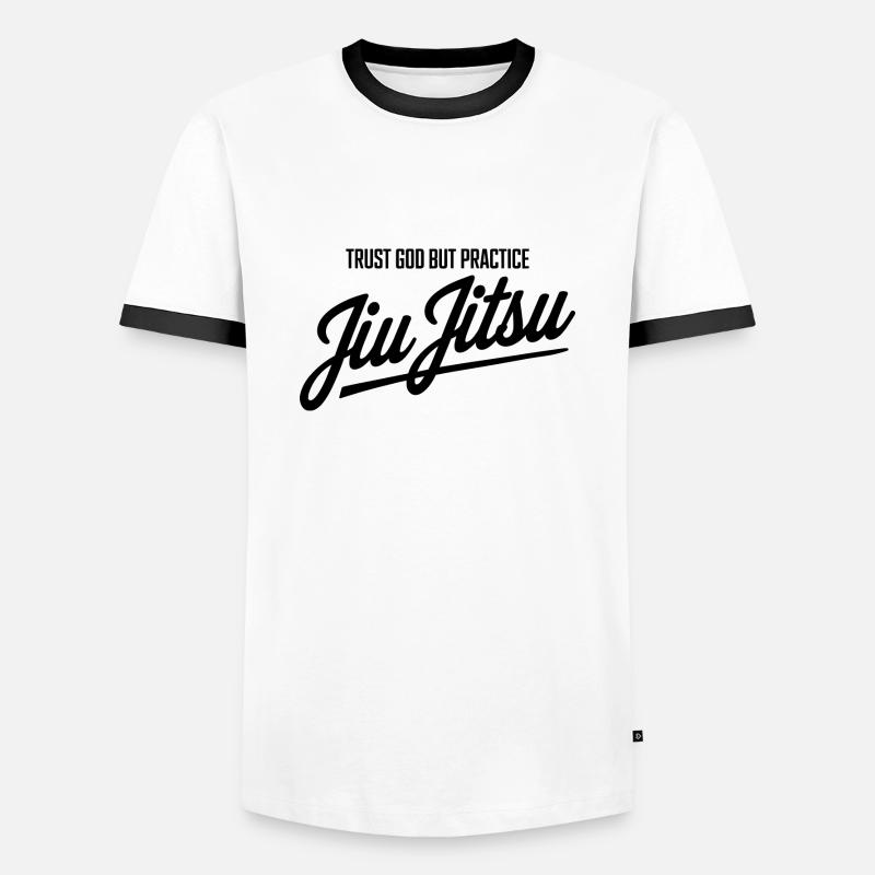 Experience discipline in grappling - Men's Ringer Shirt - white/black