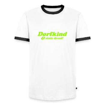 Dorfkind und stolz drauf! - Männer Kontrast-T-Shirt - Weiß/Schwarz - Vorne - AI Model Female 172 light (172cm) & AI Model Male 178 dark (178cm)