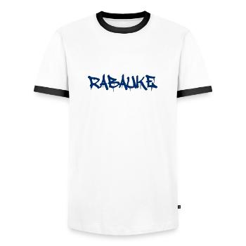 Rabauke - ungehobelter Mensch - ungezogenes Kind - Männer Kontrast-T-Shirt - Weiß/Schwarz - Vorne - AI Model Female 172 light (172cm) & AI Model Male 178 dark (178cm)