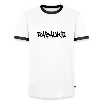 Rabauke - ungehobelter Mensch - ungezogenes Kind - Männer Kontrast-T-Shirt - Weiß/Schwarz - Vorne - AI Model Female 172 light (172cm) & AI Model Male 178 dark (178cm)