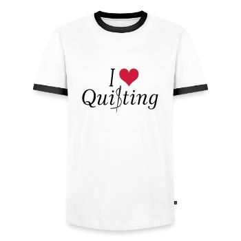 Quilt - Men's Ringer Shirt - white/black - Front - AI Model Female 172 light (172cm) & AI Model Male 178 dark (178cm)